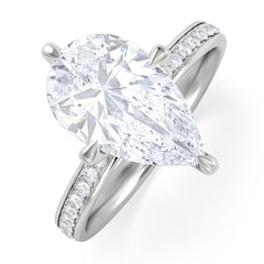 Origin Twist 3.00ct Pear Cut Lab Diamond Solitaire Engagement Ring with Side Stones in Platinum