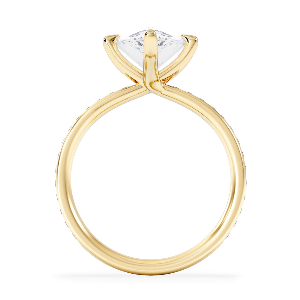 Origin Twist 3.00ct Pear Cut Lab Diamond Solitaire Engagement Ring with Side Stones in 18K Yellow Gold