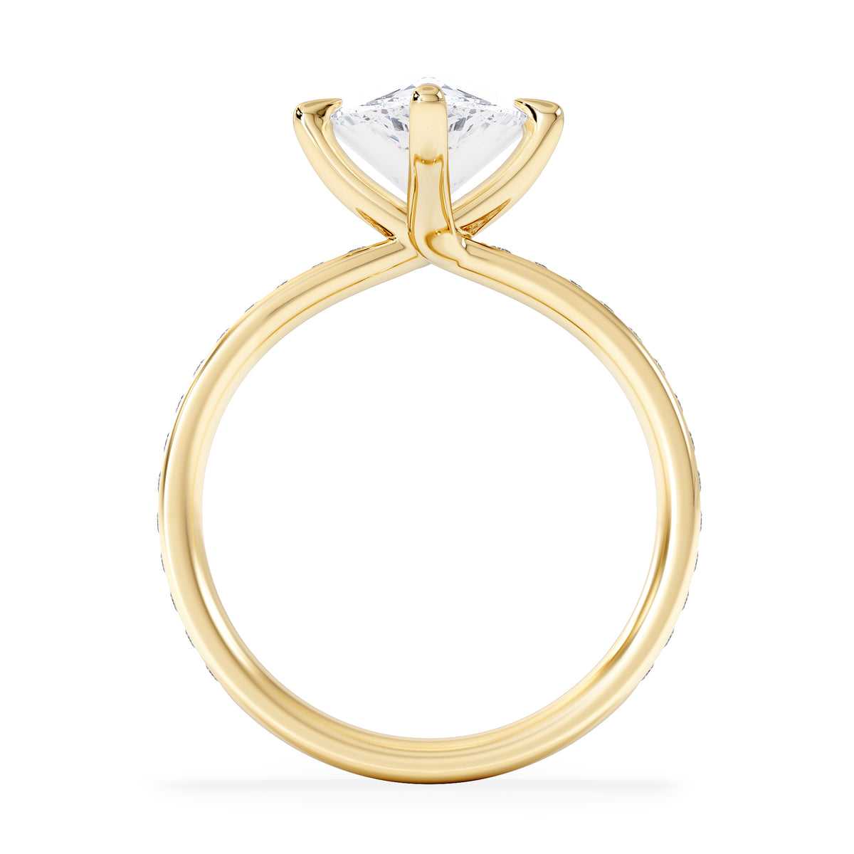 Origin Twist 3.00ct Pear Cut Lab Diamond Solitaire Engagement Ring with Side Stones in 18K Yellow Gold