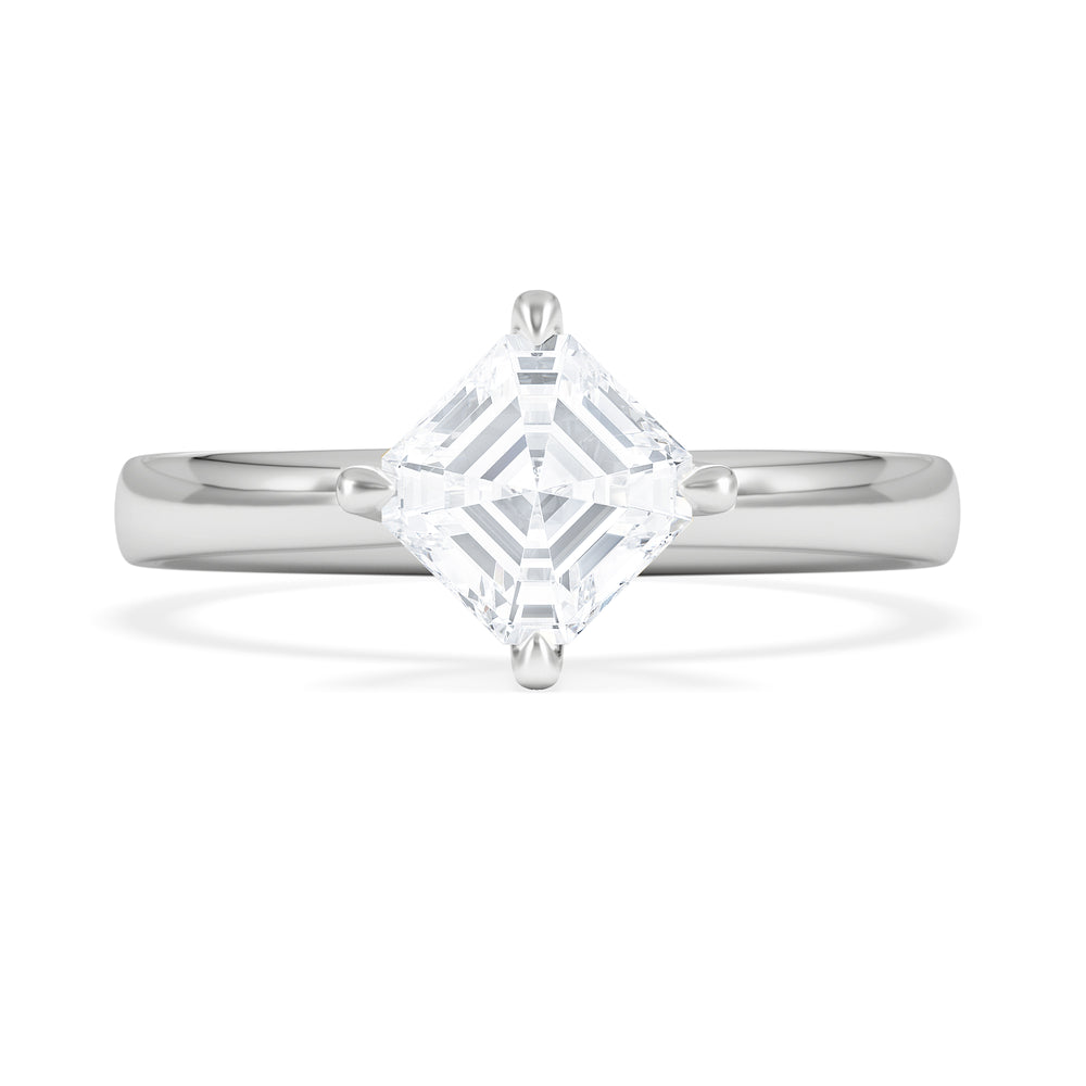 Origin Twist 1.00ct Asscher Cut Lab Diamond Solitaire Engagement Ring in 18K White Gold