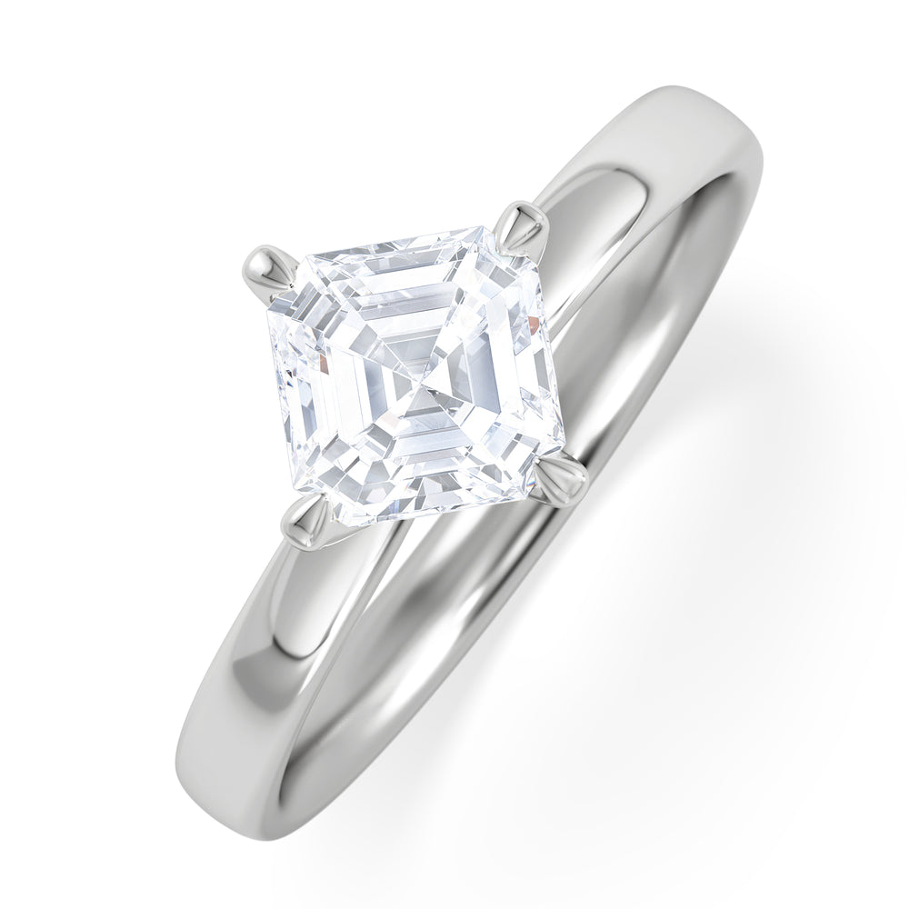 Origin Twist 1.00ct Asscher Cut Lab Diamond Solitaire Engagement Ring in 18K White Gold