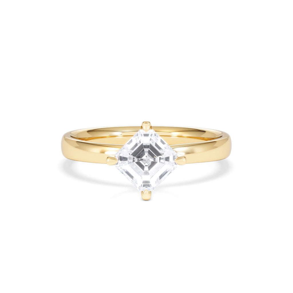 Origin Twist 1.00ct Asscher Cut Lab Diamond Solitaire Engagement Ring in 18K Yellow Gold
