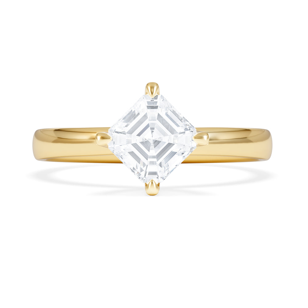 Origin Twist 1.00ct Asscher Cut Lab Diamond Solitaire Engagement Ring in 18K Yellow Gold