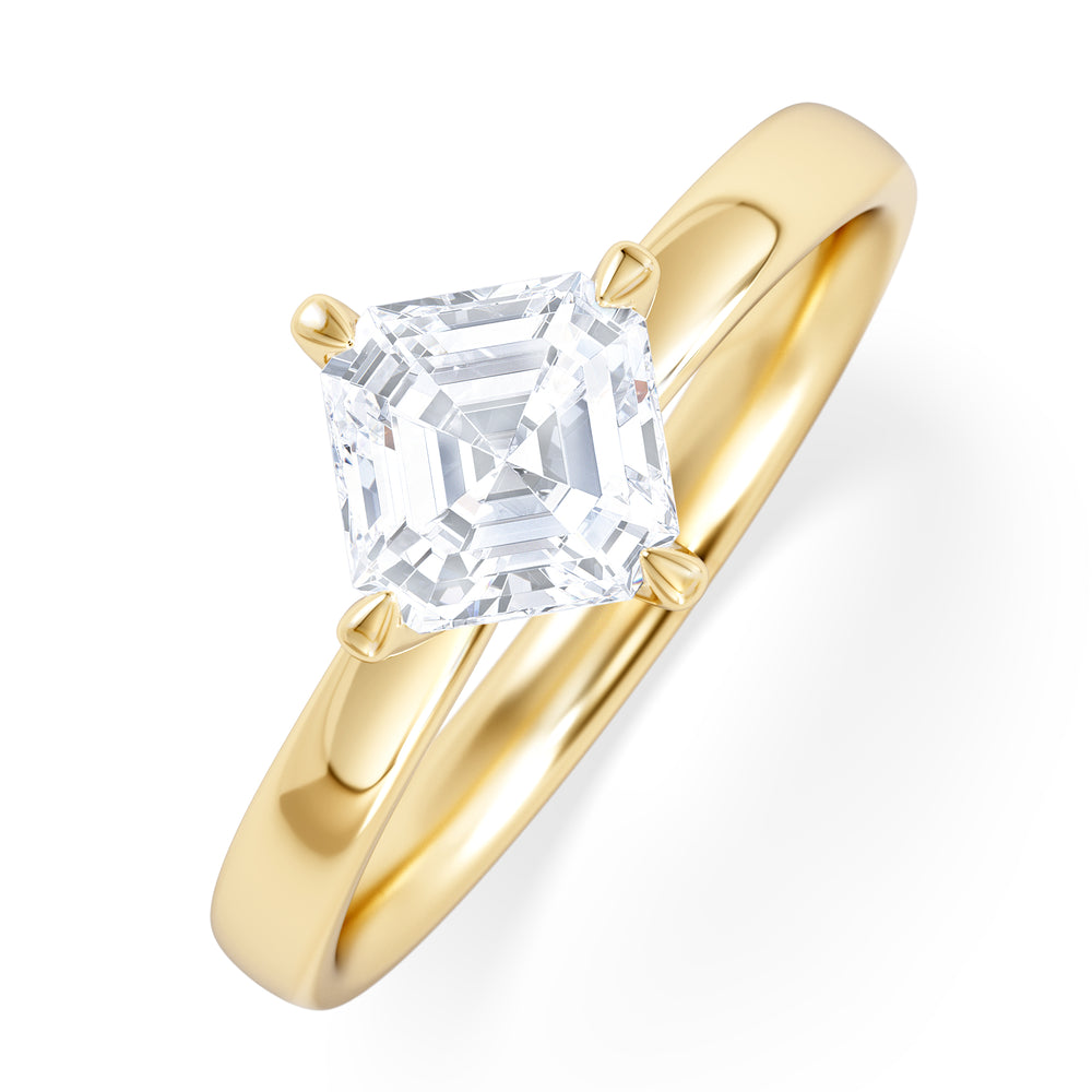 Origin Twist 1.00ct Asscher Cut Lab Diamond Solitaire Engagement Ring in 18K Yellow Gold