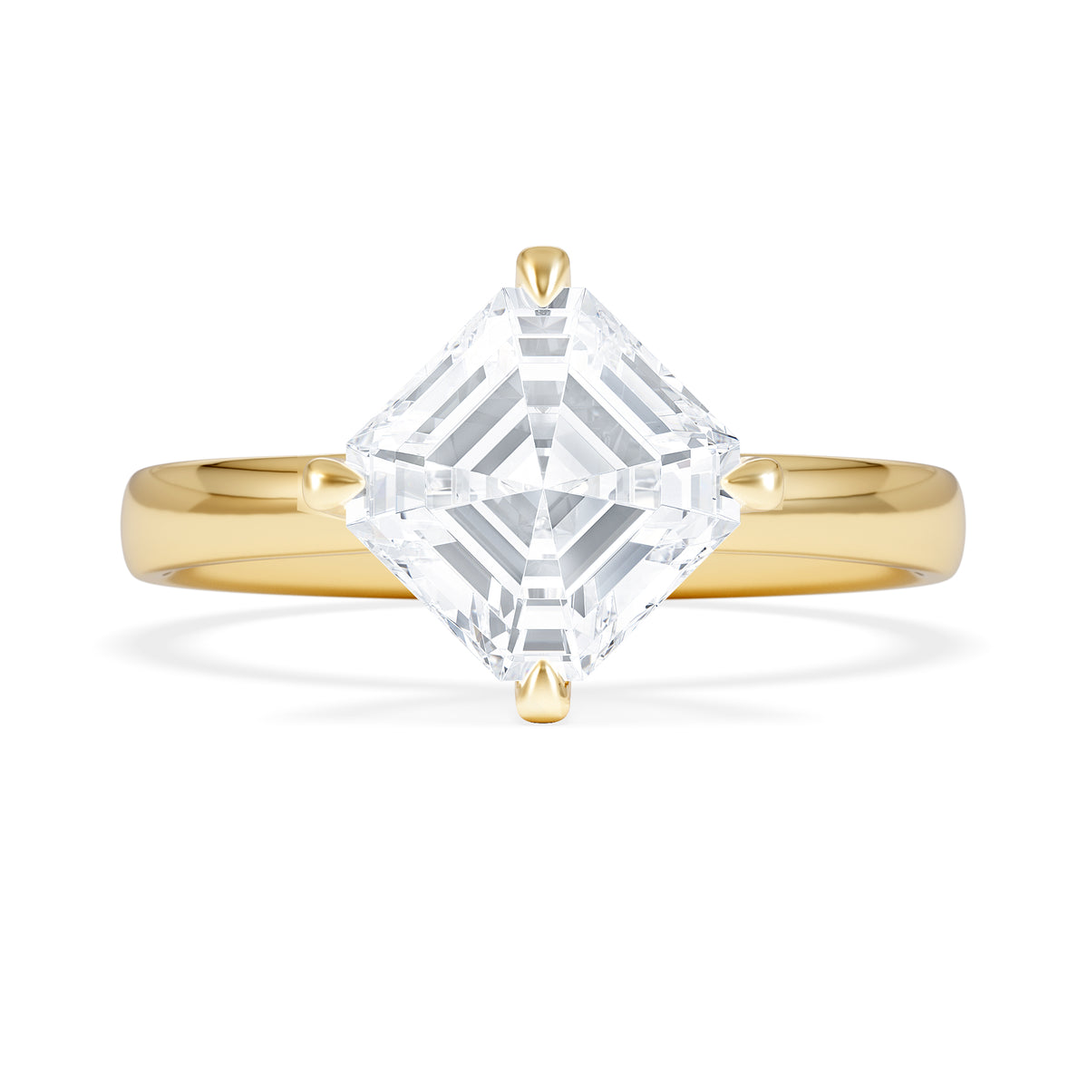 Origin Twist 2.00ct Asscher Cut Lab Diamond Solitaire Engagement Ring in 18K Yellow Gold