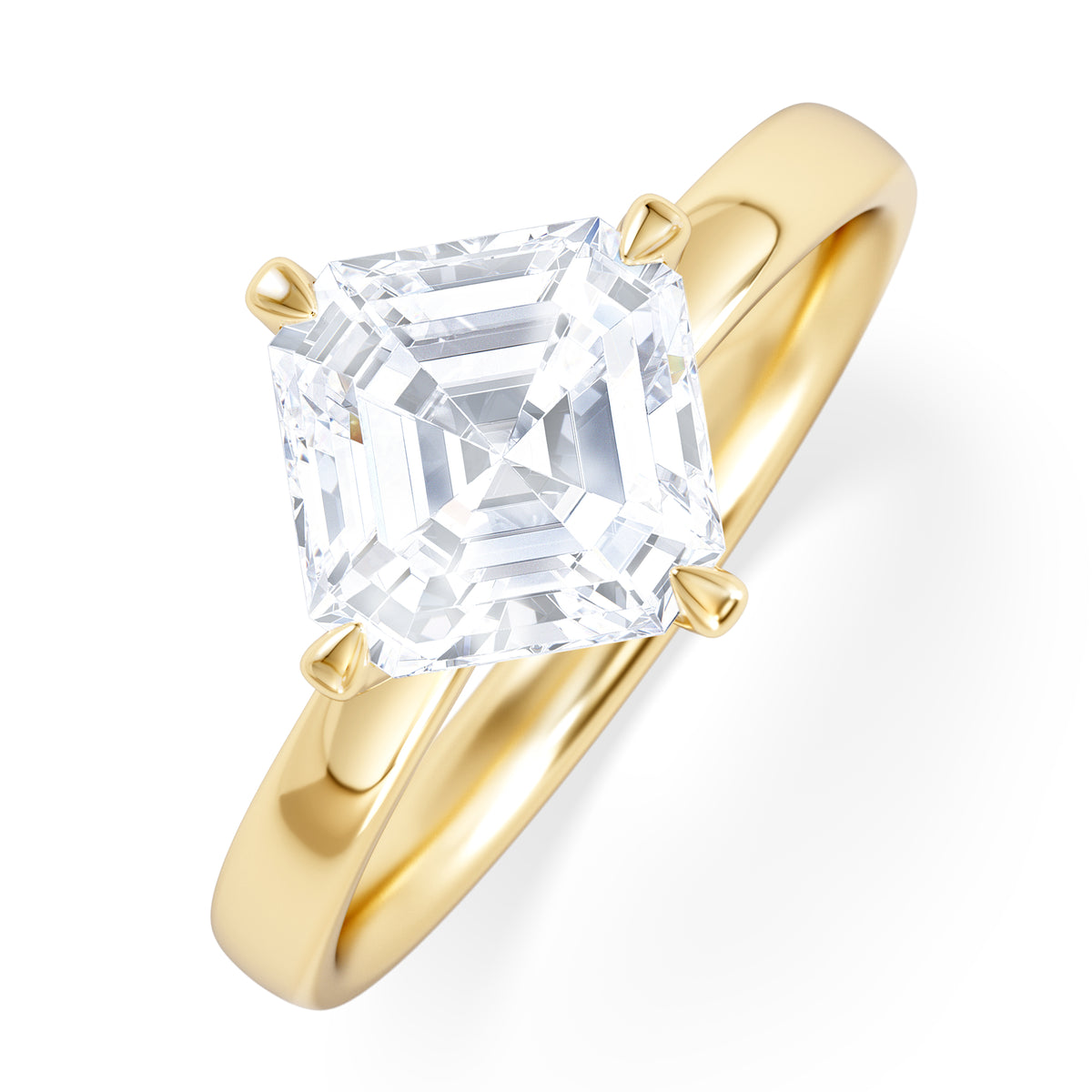 Origin Twist 2.00ct Asscher Cut Lab Diamond Solitaire Engagement Ring in 18K Yellow Gold