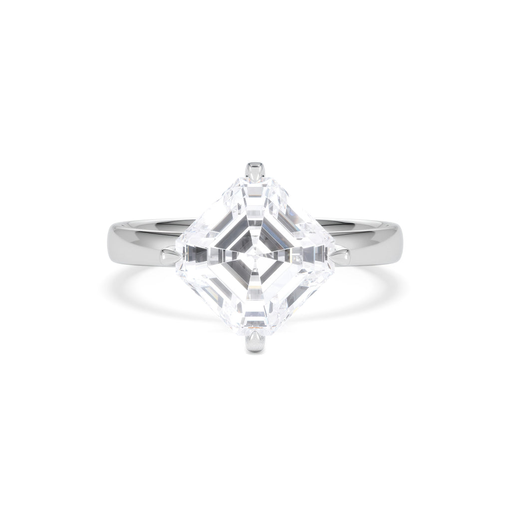 Origin Twist 3.00ct Asscher Cut Lab Diamond Solitaire Engagement Ring in 18K White Gold