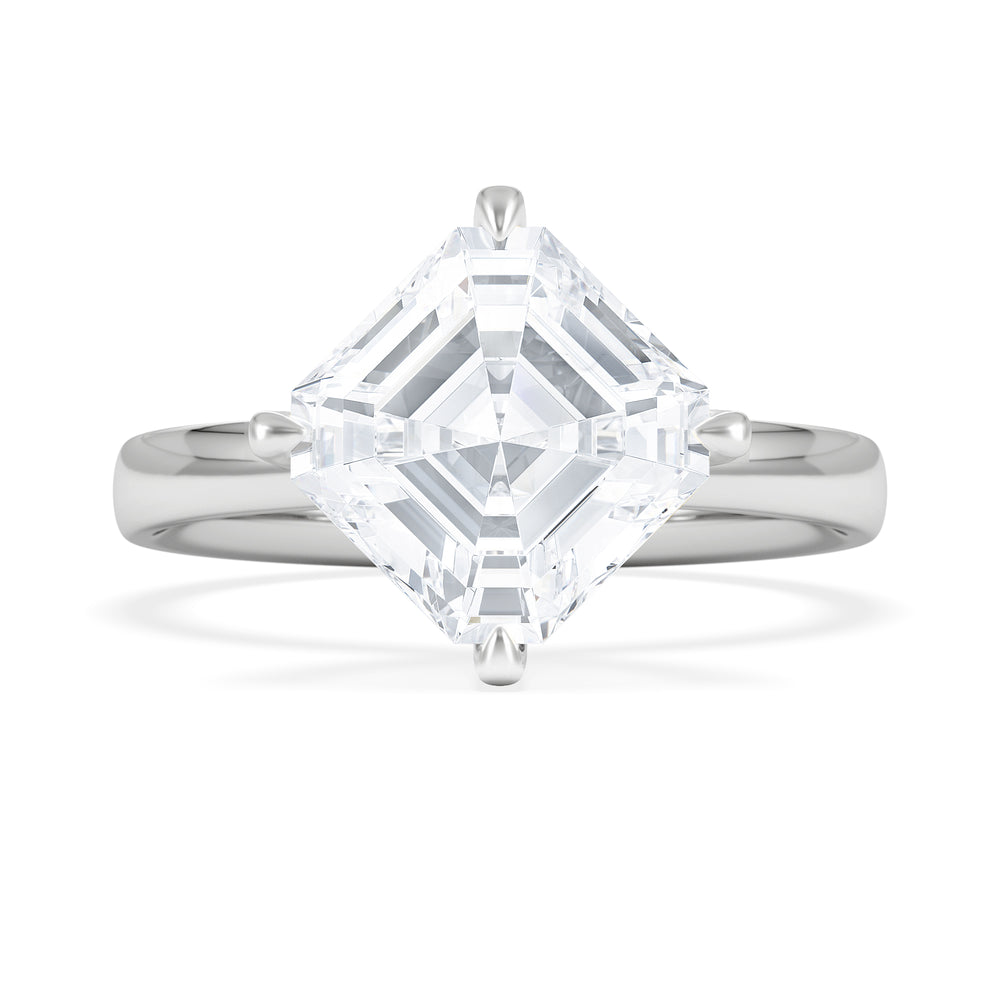 Origin Twist 3.00ct Asscher Cut Lab Diamond Solitaire Engagement Ring in 18K White Gold