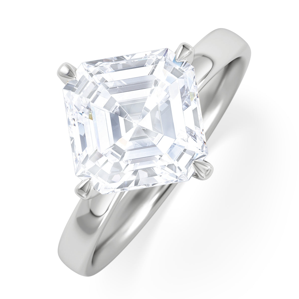 Origin Twist 3.00ct Asscher Cut Lab Diamond Solitaire Engagement Ring in Platinum