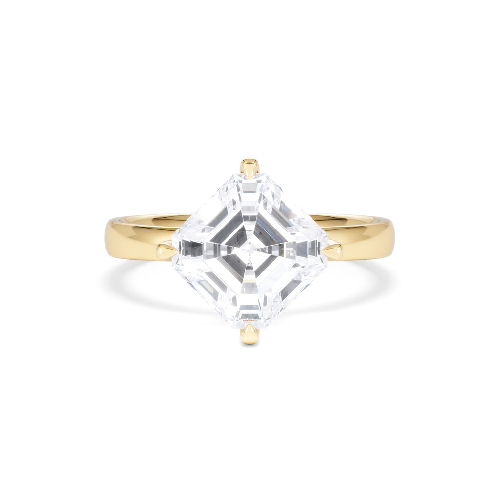 Origin Twist 3.00ct Asscher Cut Lab Diamond Solitaire Engagement Ring in 18K Yellow Gold