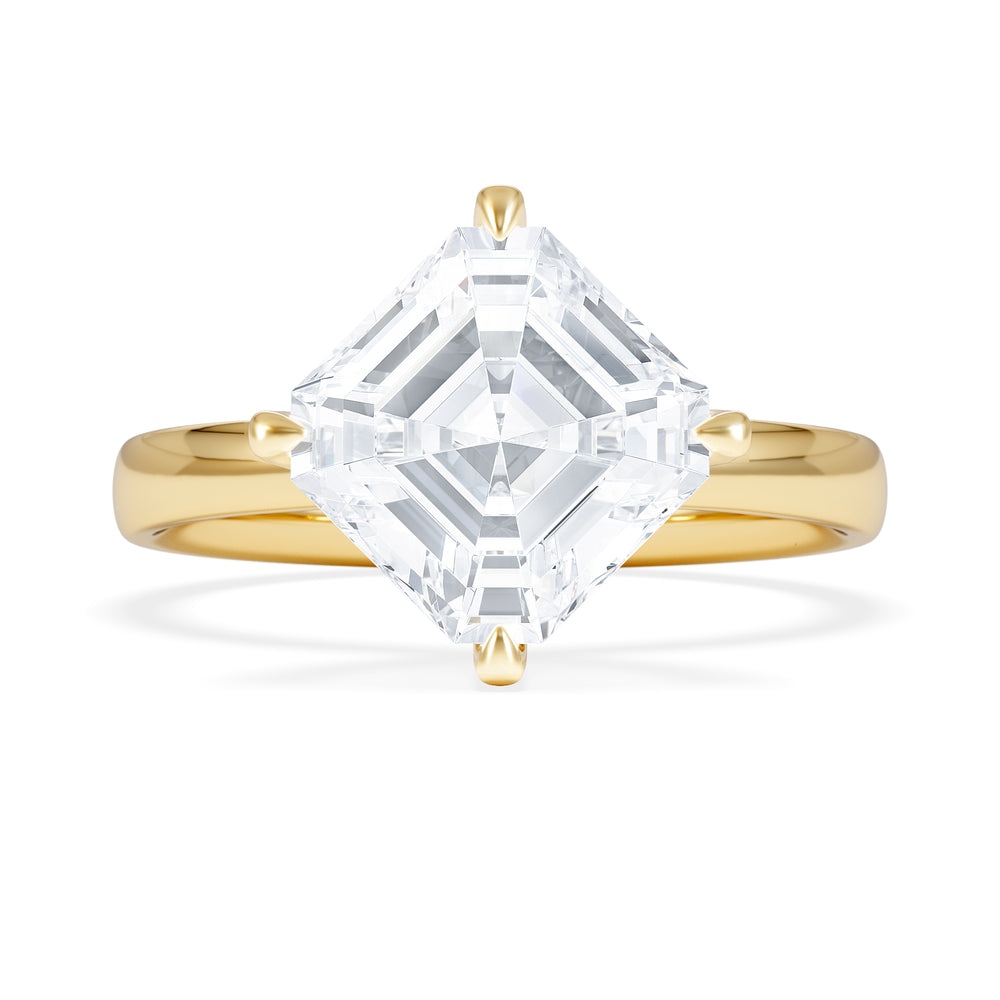 Origin Twist 3.00ct Asscher Cut Lab Diamond Solitaire Engagement Ring in 18K Yellow Gold