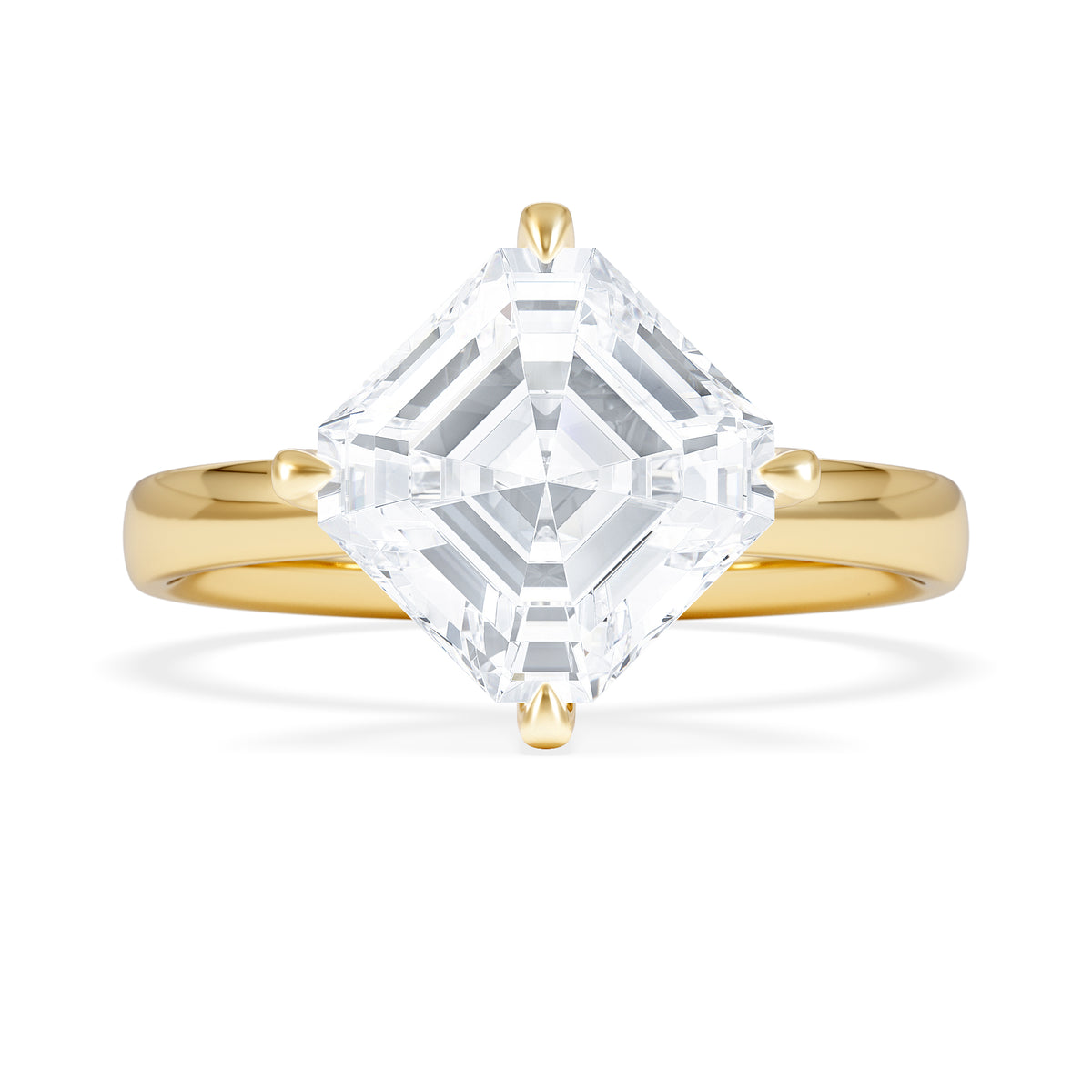 Origin Twist 3.00ct Asscher Cut Lab Diamond Solitaire Engagement Ring in 18K Yellow Gold
