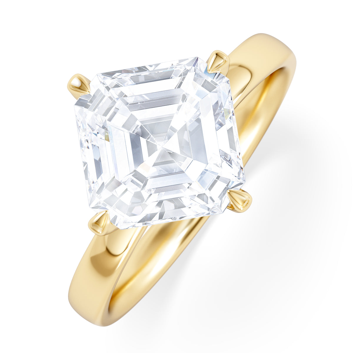 Origin Twist 3.00ct Asscher Cut Lab Diamond Solitaire Engagement Ring in 18K Yellow Gold