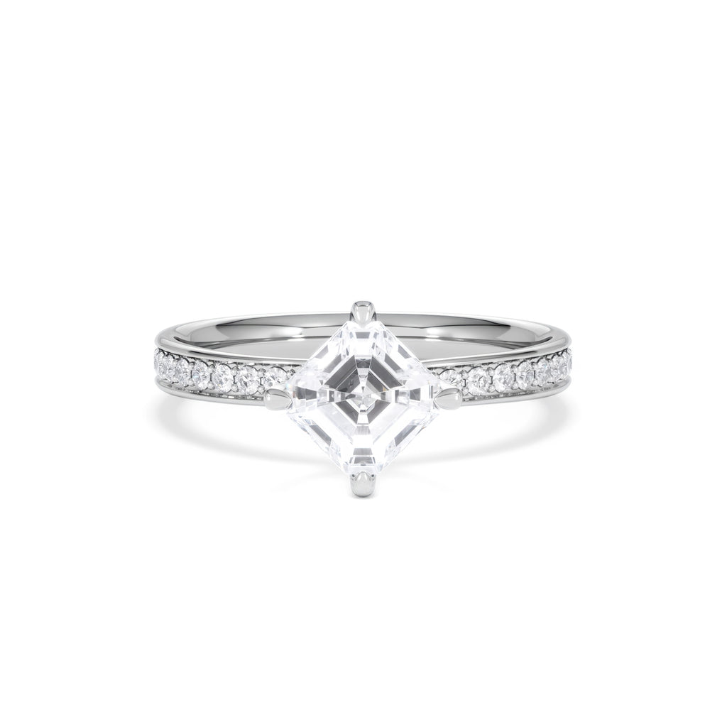 Origin Twist 1.00ct Asscher Cut Lab Diamond Solitaire Engagement Ring with Side Stones in Platinum