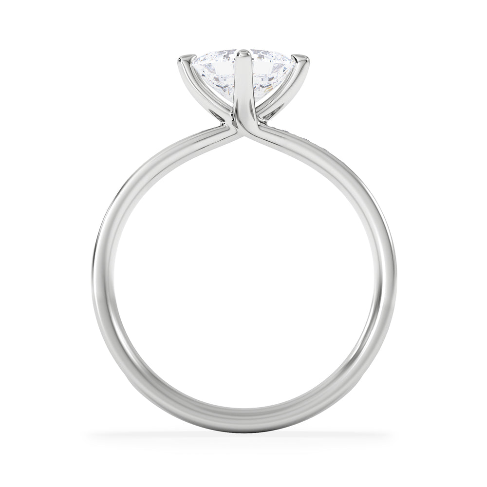 Origin Twist 1.00ct Asscher Cut Lab Diamond Solitaire Engagement Ring with Side Stones in 18K White Gold