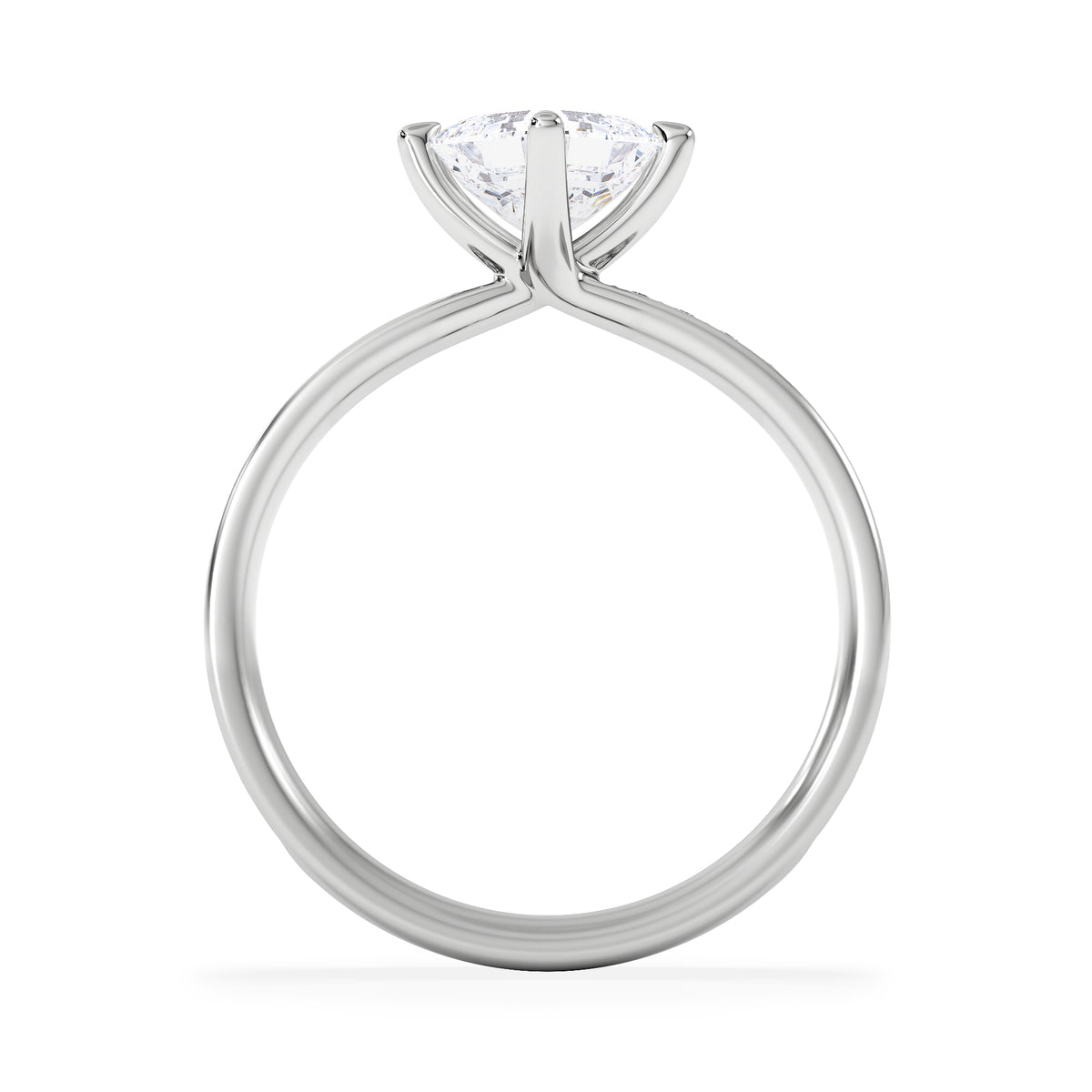 Origin Twist 1.00ct Asscher Cut Lab Diamond Solitaire Engagement Ring with Side Stones in 18K White Gold