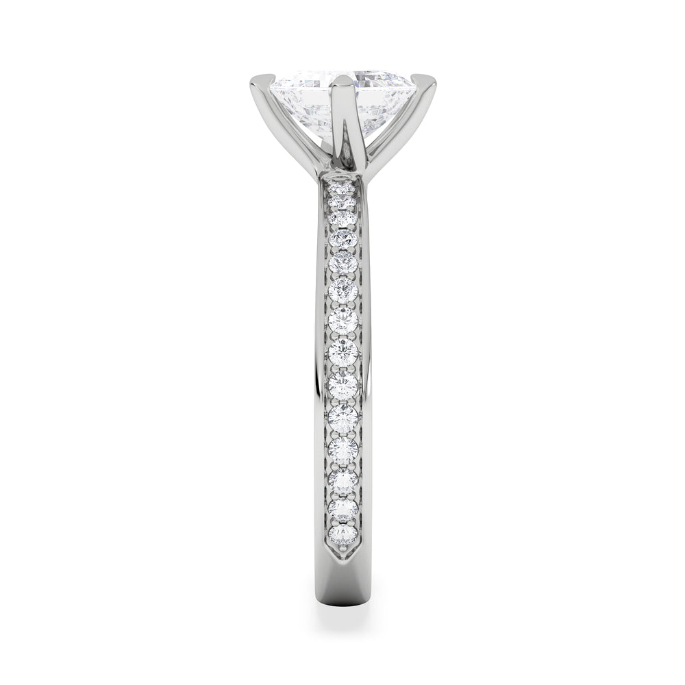 Origin Twist 1.00ct Asscher Cut Lab Diamond Solitaire Engagement Ring with Side Stones in Platinum