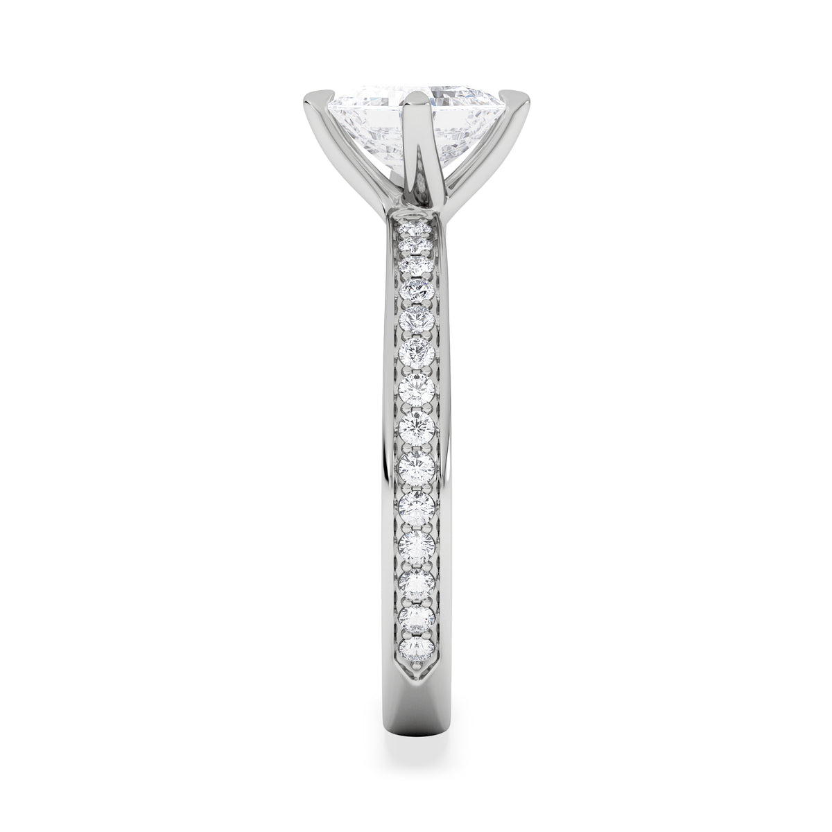 Origin Twist 1.00ct Asscher Cut Lab Diamond Solitaire Engagement Ring with Side Stones in Platinum