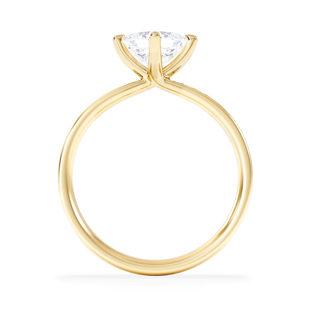 Origin Twist 1.00ct Asscher Cut Lab Diamond Solitaire Engagement Ring with Side Stones in 18K Yellow Gold