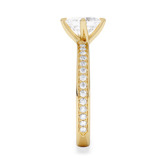 Origin Twist 1.00ct Asscher Cut Lab Diamond Solitaire Engagement Ring with Side Stones in 18K Yellow Gold