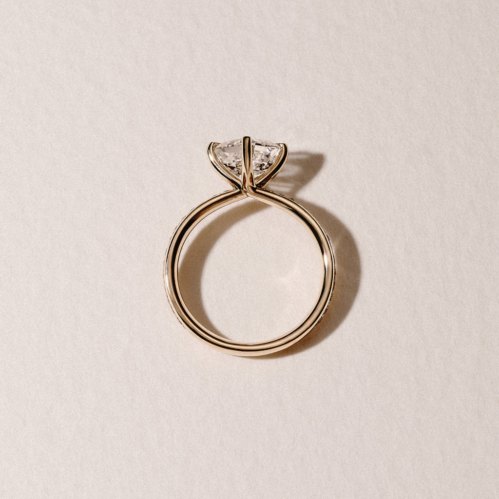 Origin Twist 2.00ct Asscher Cut Lab Diamond Solitaire Engagement Ring with Side Stones in 18K Yellow Gold