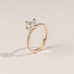 Origin Twist 2.00ct Asscher Cut Lab Diamond Solitaire Engagement Ring with Side Stones in 18K Yellow Gold
