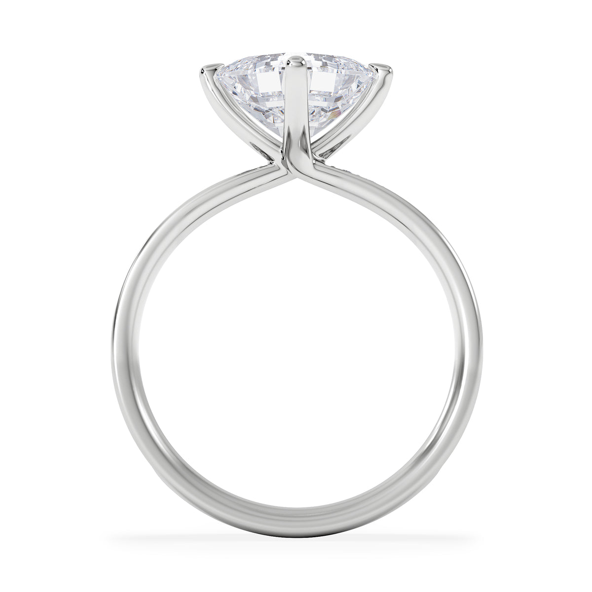 Origin Twist 2.00ct Asscher Cut Lab Diamond Solitaire Engagement Ring with Side Stones in 18K White Gold