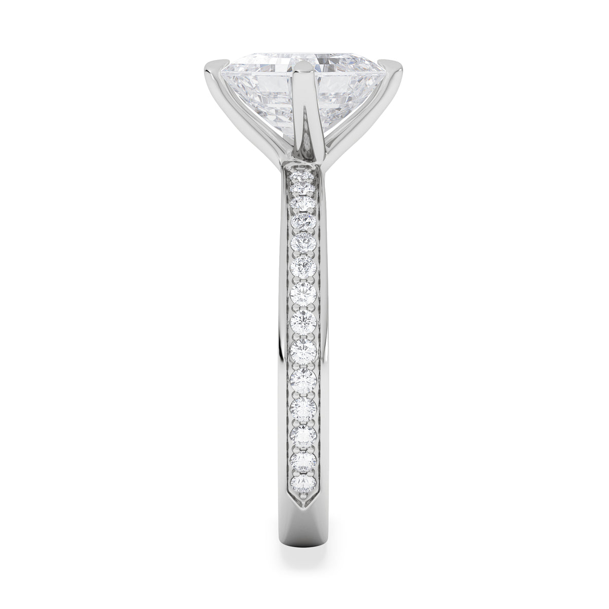 Origin Twist 2.00ct Asscher Cut Lab Diamond Solitaire Engagement Ring with Side Stones in Platinum