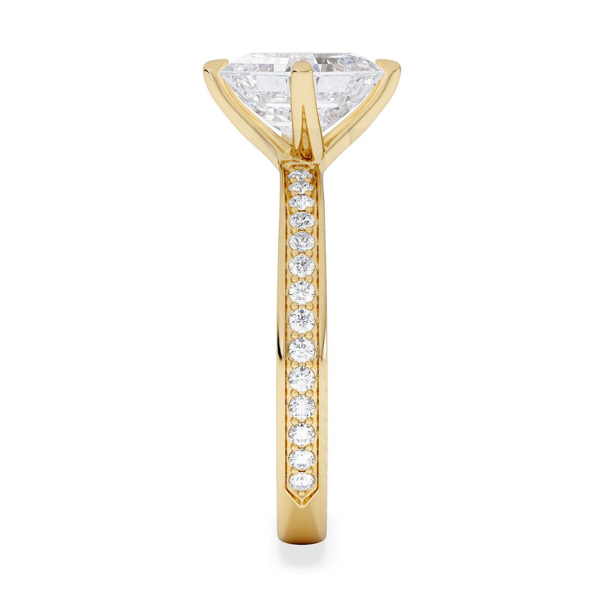 Origin Twist 2.00ct Asscher Cut Lab Diamond Solitaire Engagement Ring with Side Stones in 18K Yellow Gold