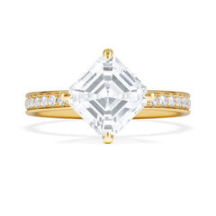 Origin Twist 2.00ct Asscher Cut Lab Diamond Solitaire Engagement Ring with Side Stones in 18K Yellow Gold