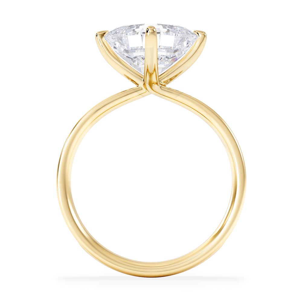 Origin Twist 3.00ct Asscher Cut Lab Diamond Solitaire Engagement Ring with Side Stones in 18K Yellow Gold