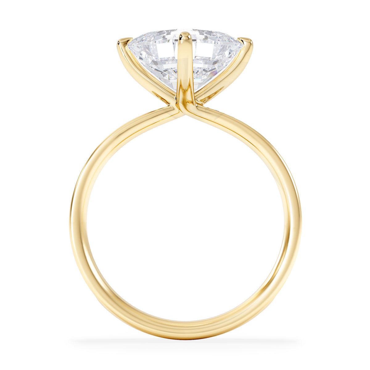 Origin Twist 3.00ct Asscher Cut Lab Diamond Solitaire Engagement Ring with Side Stones in 18K Yellow Gold