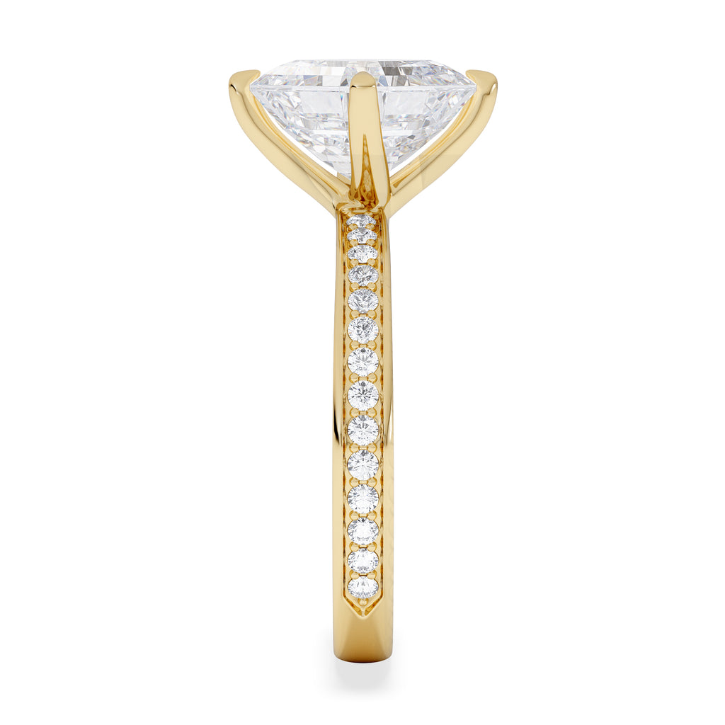 Origin Twist 3.00ct Asscher Cut Lab Diamond Solitaire Engagement Ring with Side Stones in 18K Yellow Gold
