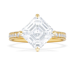 Origin Twist 3.00ct Asscher Cut Lab Diamond Solitaire Engagement Ring with Side Stones in 18K Yellow Gold