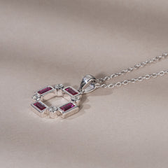 Forme 0.48ct Baguette Cut Lab Ruby Pendant Necklace in Sterling Silver