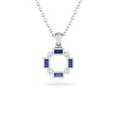 Forme 0.40ct Baguette Cut Lab Sapphire Pendant Necklace in Sterling Silver