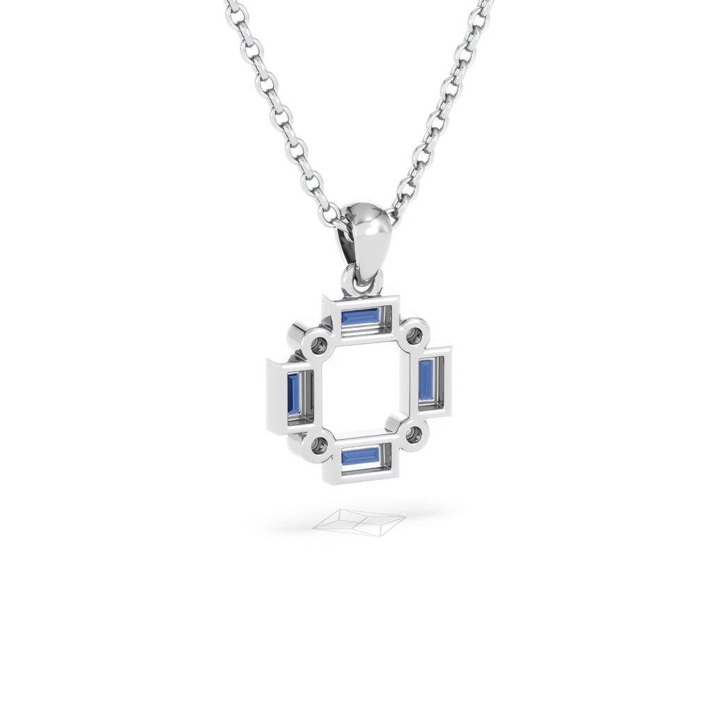 Forme 0.40ct Baguette Cut Lab Sapphire Pendant Necklace in Sterling Silver