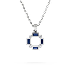 Forme 0.40ct Baguette Cut Lab Sapphire Pendant Necklace in Sterling Silver
