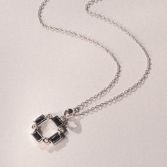 Forme 0.40ct Baguette Cut Lab Sapphire Pendant Necklace in Sterling Silver