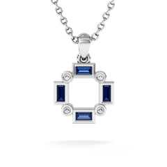 Forme 0.40ct Baguette Cut Lab Sapphire Pendant Necklace in Sterling Silver
