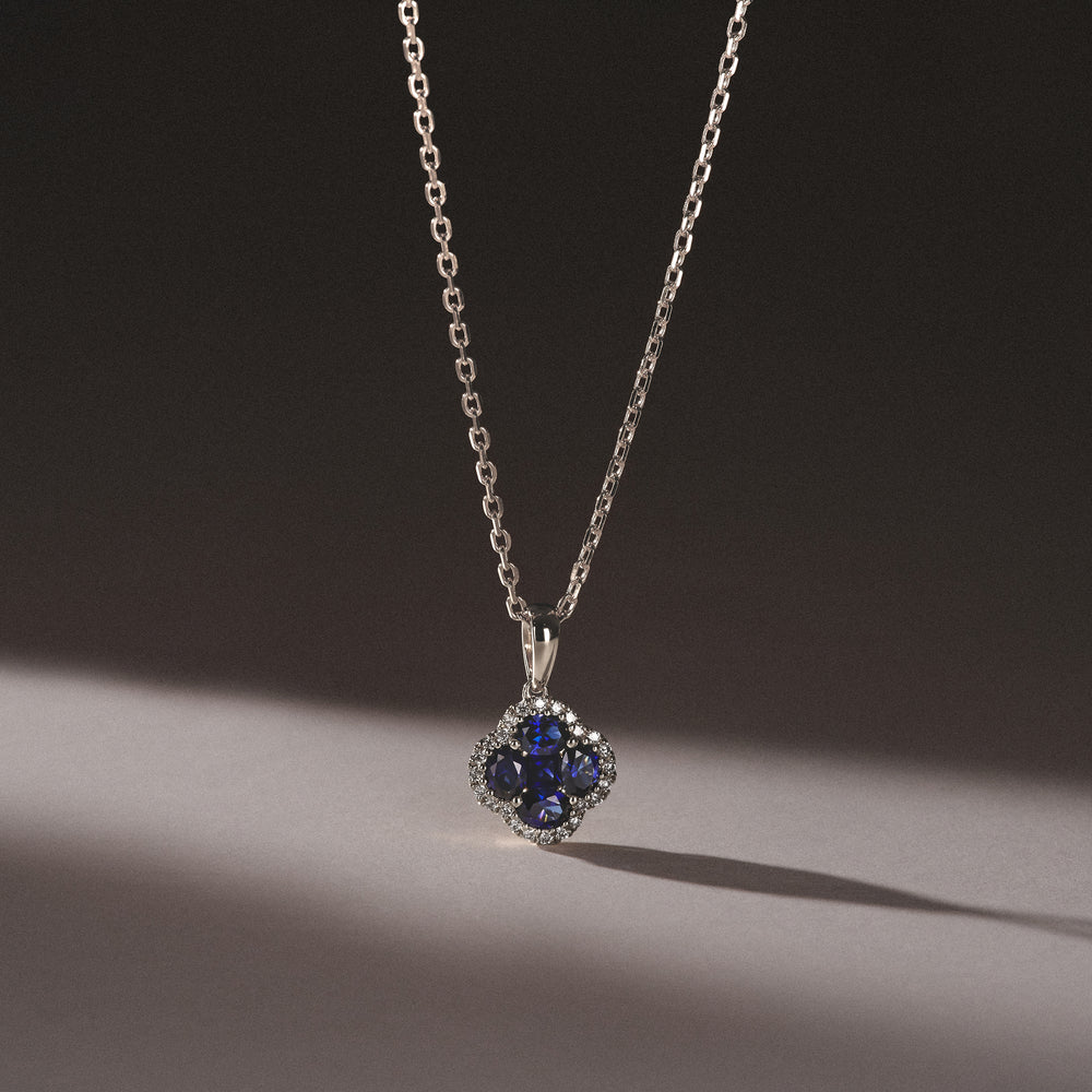Alegria 1.00ct Lab Emerald Halo Pendant Necklace in Sterling Silver