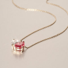 Toi Et Moi 1.50ct Pear Lab Diamond and 2.50ct Pear Lab Ruby Necklace in 18K Yellow Gold