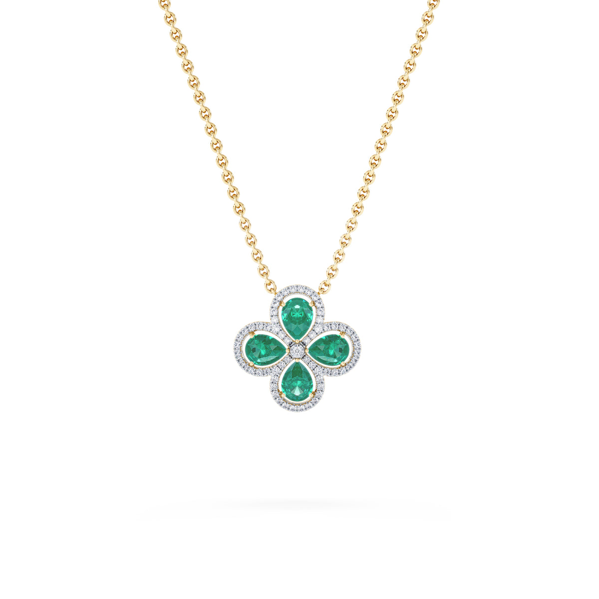 Bloom 3.20ct Lab Emerald and Lab Diamond Necklace in 18K Yellow Gold
