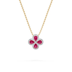 Bloom 3.30ct Lab Ruby and Lab Diamond Necklace in 18K Yellow Gold