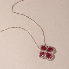 Bloom 3.30ct Lab Ruby and Lab Diamond Necklace in 18K Yellow Gold