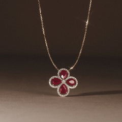 Bloom 3.30ct Lab Ruby and Lab Diamond Necklace in 18K Yellow Gold