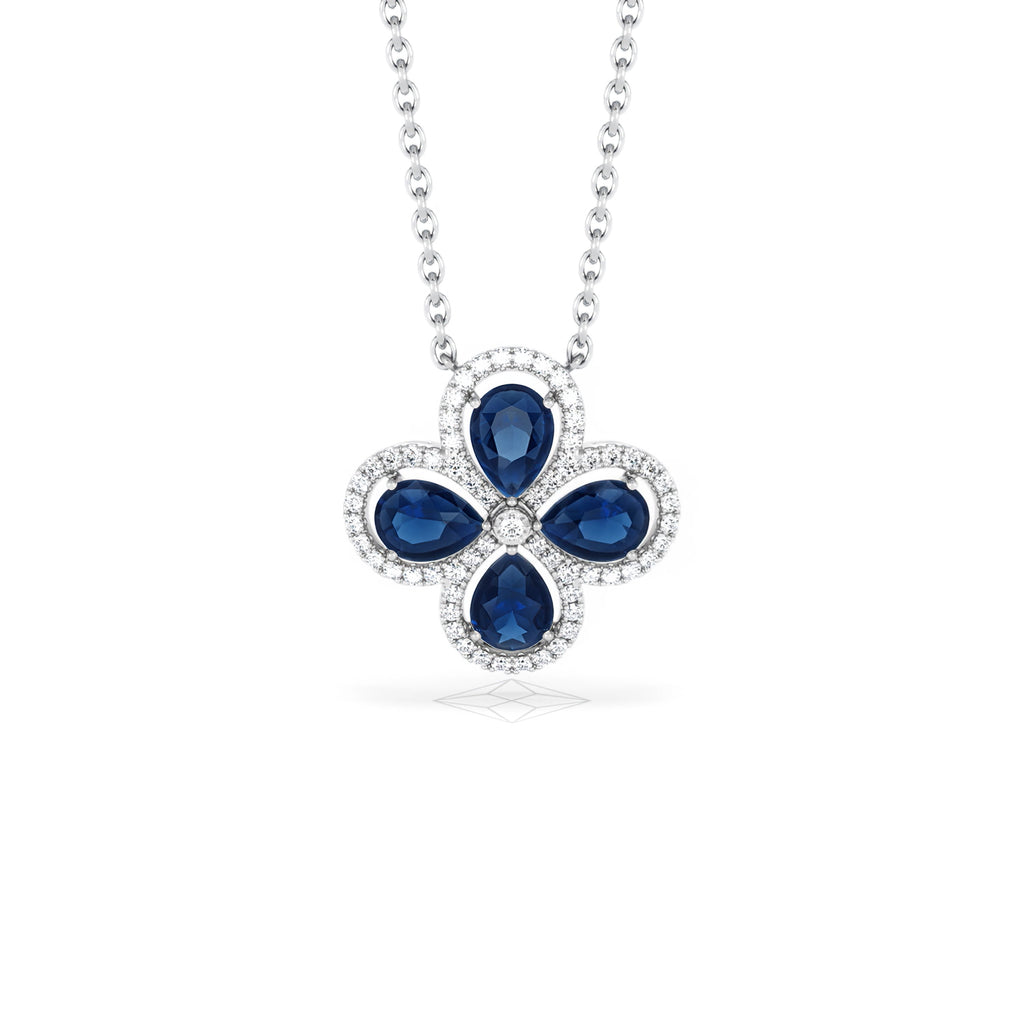 Bloom 3.40ct Lab Sapphire and Lab Diamond Necklace in 18K White Gold