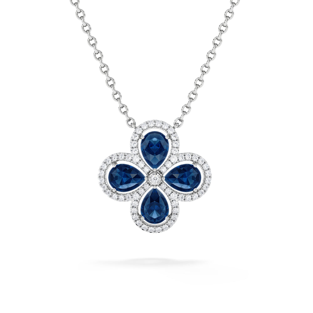 Bloom 3.40ct Lab Sapphire and Lab Diamond Necklace in 18K White Gold