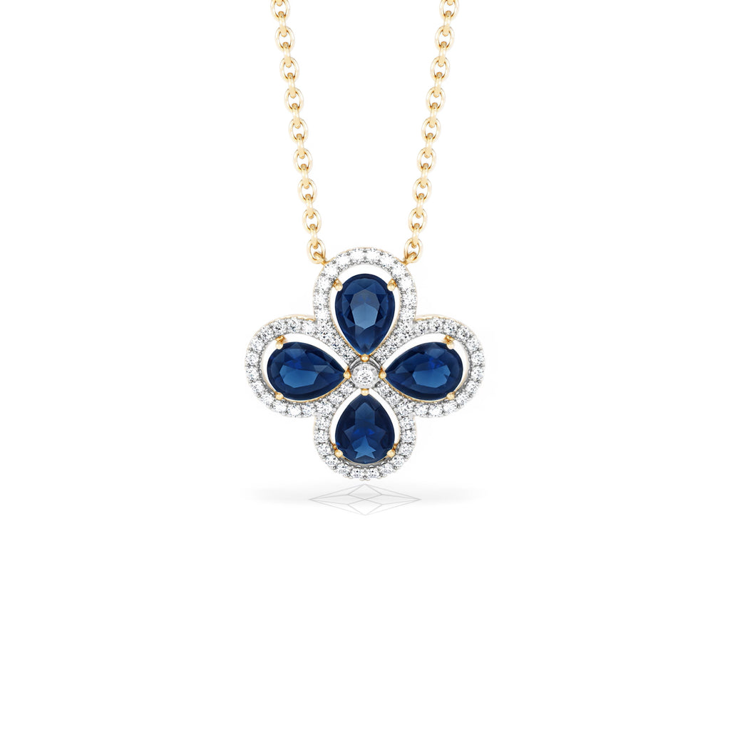 Bloom 3.40ct Lab Sapphire and Lab Diamond Necklace in 18K Yellow Gold