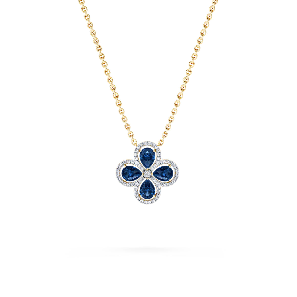 Bloom 3.40ct Lab Sapphire and Lab Diamond Necklace in 18K Yellow Gold